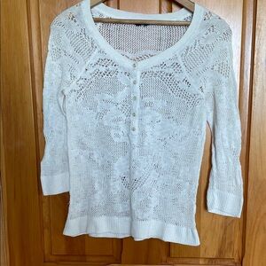 S.    Lovely White Lace Sweater